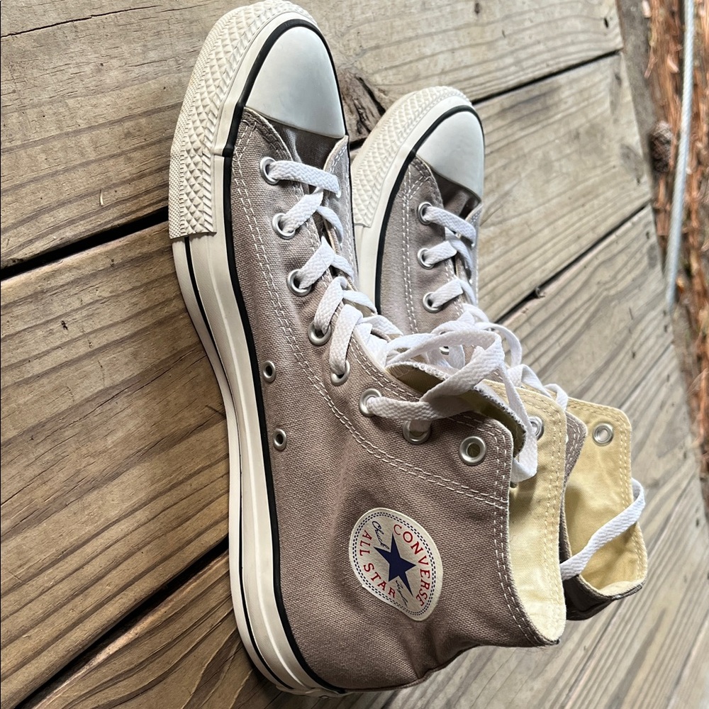 Converse Chuck Taylor High-Top Sneakers in Taupe and White